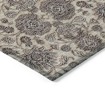 5' X 8' Ivory Taupe And Beige Floral Washable Indoor Outdoor Area Rug