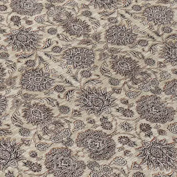 8' Ivory Taupe And Beige Round Floral Washable Indoor Outdoor Area Rug