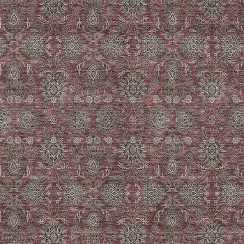 8' X 10' Merlot Gray And Taupe Floral Washable Indoor Outdoor Area Rug