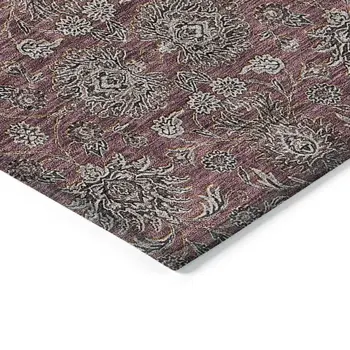 10' X 14' Merlot Gray And Taupe Floral Washable Indoor Outdoor Area Rug