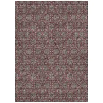 10' X 14' Merlot Gray And Taupe Floral Washable Indoor Outdoor Area Rug