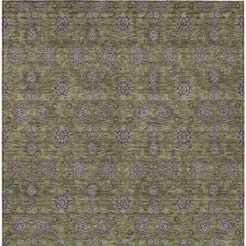 3' X 5' Olive Green Beige And Taupe Floral Washable Indoor Outdoor Area Rug