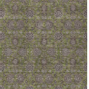 3' X 5' Olive Green Beige And Taupe Floral Washable Indoor Outdoor Area Rug