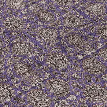 8' Purple Beige And Taupe Round Floral Washable Indoor Outdoor Area Rug