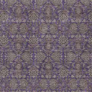 8' X 10' Purple Beige And Taupe Floral Washable Indoor Outdoor Area Rug