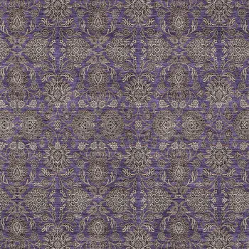 9' X 12' Purple Beige And Taupe Floral Washable Indoor Outdoor Area Rug