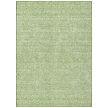 3' X 5' Artichoke Green Mint Green And Ivory Floral Washable Indoor Outdoor Area Rug