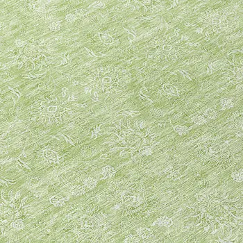 8' Artichoke Green Mint Green And Ivory Round Floral Washable Indoor Outdoor Area Rug
