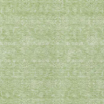 8' X 10' Artichoke Green Mint Green And Ivory Floral Washable Indoor Outdoor Area Rug