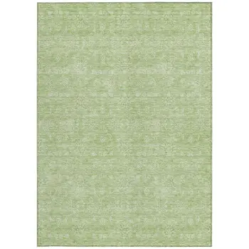 9' X 12' Artichoke Green Mint Green And Ivory Floral Washable Indoor Outdoor Area Rug