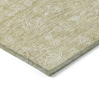 3' X 5' Beige Tan And Ivory Floral Washable Indoor Outdoor Area Rug
