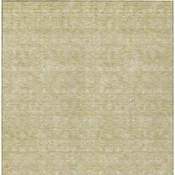 8' X 10' Beige Tan And Ivory Floral Washable Indoor Outdoor Area Rug