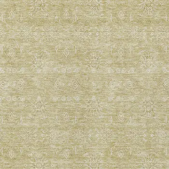 8' X 10' Beige Tan And Ivory Floral Washable Indoor Outdoor Area Rug