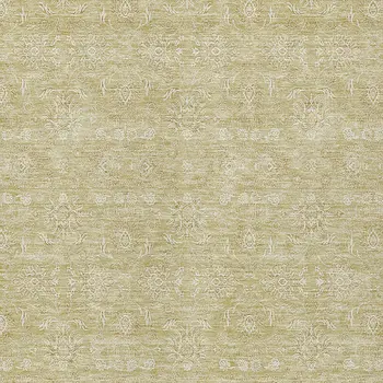 10' X 14' Beige Tan And Ivory Floral Washable Indoor Outdoor Area Rug
