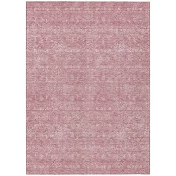 5' X 8' Blush Pink And Ivory Floral Washable Indoor Outdoor Area Rug