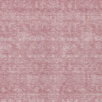 5' X 8' Blush Pink And Ivory Floral Washable Indoor Outdoor Area Rug