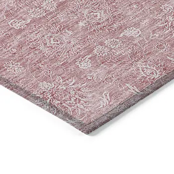 5' X 8' Blush Pink And Ivory Floral Washable Indoor Outdoor Area Rug