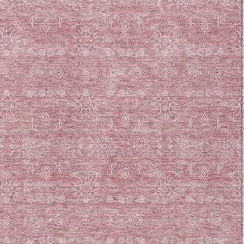 10' X 14' Blush Pink And Ivory Floral Washable Indoor Outdoor Area Rug