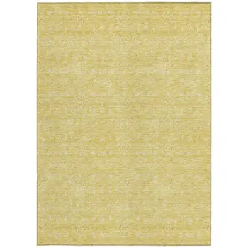 3' X 5' Yellow Gold And Ivory Floral Washable Indoor Outdoor Area Rug