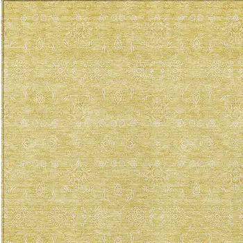 5' X 8' Yellow Gold And Ivory Floral Washable Indoor Outdoor Area Rug