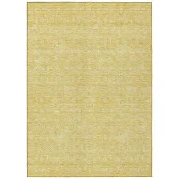8' X 10' Yellow Gold And Ivory Floral Washable Indoor Outdoor Area Rug