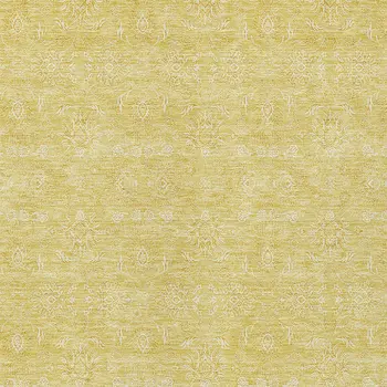 8' X 10' Yellow Gold And Ivory Floral Washable Indoor Outdoor Area Rug