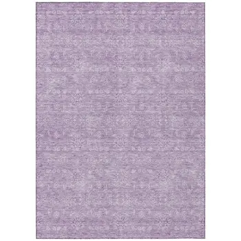 3' X 5' Lavender Lilac And Ivory Floral Washable Indoor Outdoor Area Rug