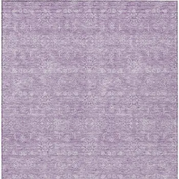5' X 8' Lavender Lilac And Ivory Floral Washable Indoor Outdoor Area Rug