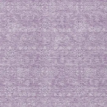 10' X 14' Lavender Lilac And Ivory Floral Washable Indoor Outdoor Area Rug
