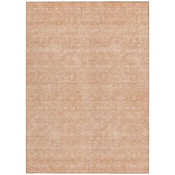 3' X 5' Peach And Ivory Floral Washable Indoor Outdoor Area Rug