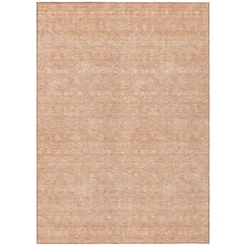 5' X 8' Peach And Ivory Floral Washable Indoor Outdoor Area Rug