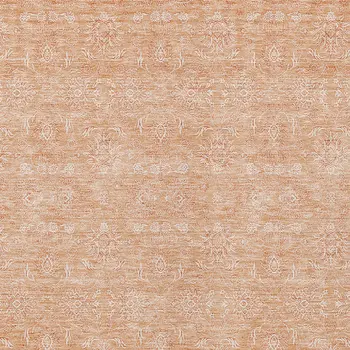 5' X 8' Peach And Ivory Floral Washable Indoor Outdoor Area Rug