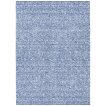 3' X 5' Sky Blue And Ivory Floral Washable Indoor Outdoor Area Rug