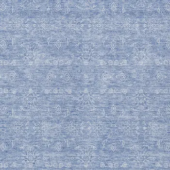 3' X 5' Sky Blue And Ivory Floral Washable Indoor Outdoor Area Rug