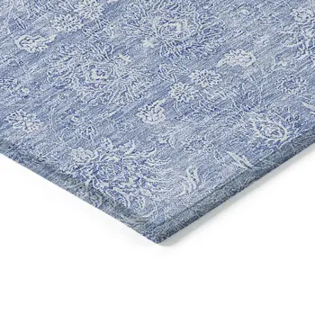 3' X 5' Sky Blue And Ivory Floral Washable Indoor Outdoor Area Rug