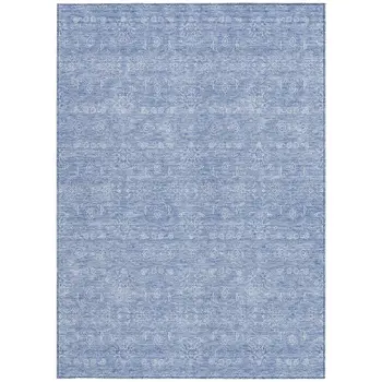 3' X 5' Sky Blue And Ivory Floral Washable Indoor Outdoor Area Rug