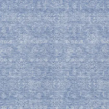 8' X 10' Sky Blue And Ivory Floral Washable Indoor Outdoor Area Rug
