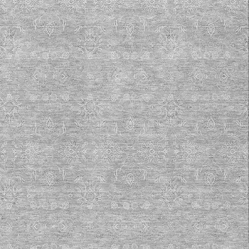 8' X 10' Silver Gray And Ivory Floral Washable Indoor Outdoor Area Rug