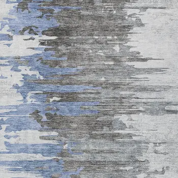 10' X 14' Blue Gray And Silver Abstract Washable Indoor Outdoor Area Rug