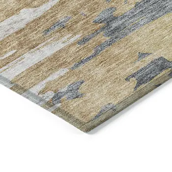 9' X 12' Ivory Charcoal And Silver Abstract Washable Indoor Outdoor Area Rug