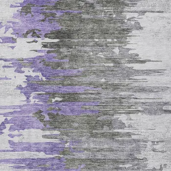 10' X 14' Purple Ivory And Charcoal Abstract Washable Indoor Outdoor Area Rug