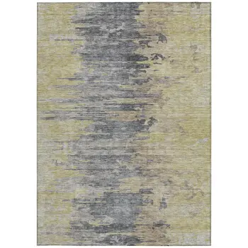 3' X 5' Pewter Silver And Gray Abstract Washable Indoor Outdoor Area Rug