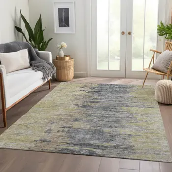 5' X 8' Pewter Silver And Gray Abstract Washable Indoor Outdoor Area Rug