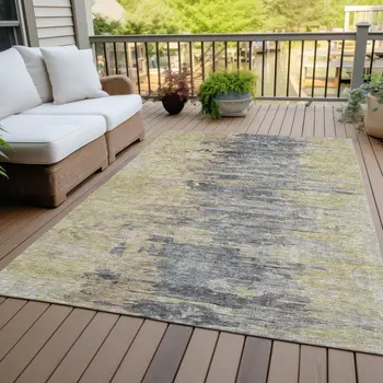 8' X 10' Pewter Silver And Gray Abstract Washable Indoor Outdoor Area Rug