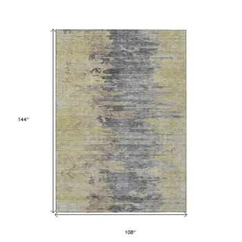 9' X 12' Pewter Silver And Gray Abstract Washable Indoor Outdoor Area Rug