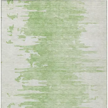 5' X 8' Green And Mint Green Abstract Washable Indoor Outdoor Area Rug