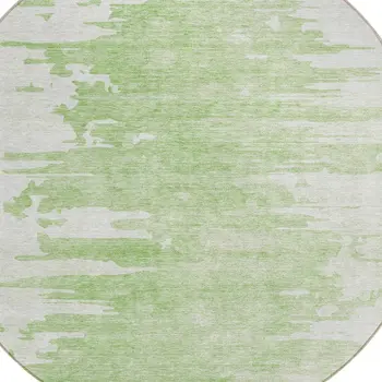 8' Green And Mint Green Round Abstract Washable Indoor Outdoor Area Rug