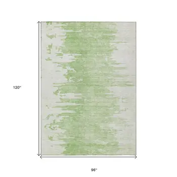 8' X 10' Green And Mint Green Abstract Washable Indoor Outdoor Area Rug
