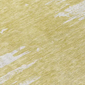 8' Gold And Ivory Round Abstract Washable Indoor Outdoor Area Rug