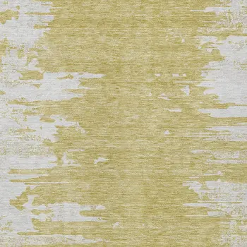 10' X 14' Gold And Ivory Abstract Washable Indoor Outdoor Area Rug
